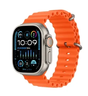 Apple Watch Ultra 2 49mm Gps + Cellular, Caixa De Titnio, Pulseira Oceano Laranja, Neutro Em Carbono - Mreh3bz/A